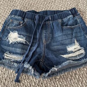 YMI Dark Blue Distressed Jean Shorts